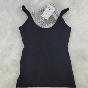 Courreges Black Reedition Ribbed Tank WOMEN TOP